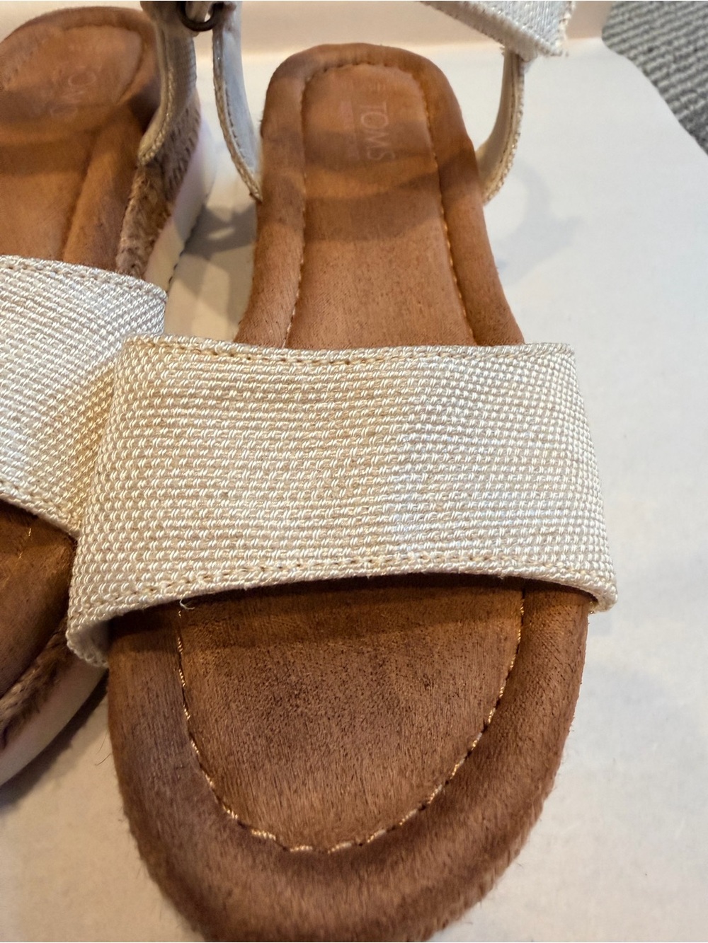 TOMS Diana Platform Wedge Sandals Natural Canvas Espadrille Size 4 NEW - Picture 5 of 10
